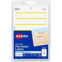 PERMANENT FILE FOLDER LABELS 0.69X3.44 YELLOW 252/PK (5209)