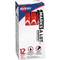 MARKS A LOT PERMAMENT MARKER BROAD CHISEL TIP RED 12/PK