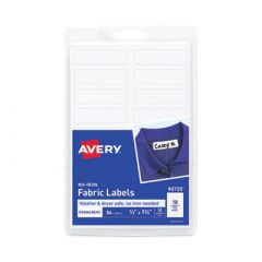 NO IRON FABRIC LABELS 0.4x1.75  WHITE 18/SHEET 3 SHEETS/PK