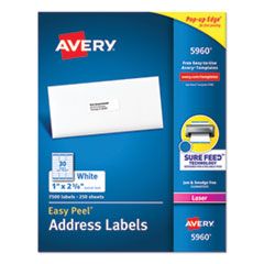 AVERY WHITE ADDRESS LABELS EASY PEEL, LASER PRINTERS, 