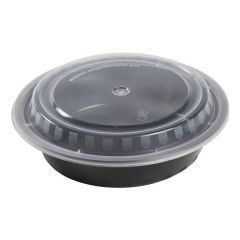 TO GO CONTAINER 24 OZ BLACK  WITH CLEAR TOP ROUND 150/CS