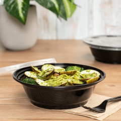INJECTION MOLDED ROUND  DISPOSABLE BOWL 22OZ BLACK 
