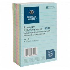 POST IT NOTES 4X6 RULED PASTEL  5/PK