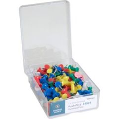 PUSH PINS 0.5" HEAD ASSORTED COLORS 100/BX