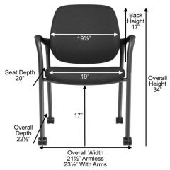 FLITE 2.0 STACKING CHAIR WITH  ARMS ALL SURFACE CASTERS BLACK