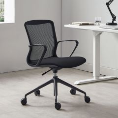 MULTIPURPOSE TASK CHAIR MESH  BACK FABRIC SEAT BLACK