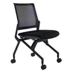 NESTING CHAIR FABRIC SEAT MESH  BACK ARMLESS BLACK