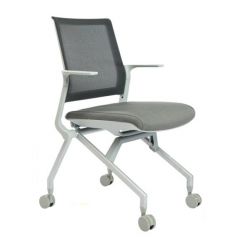 NESTING CHAIR MESH BACK FABRIC  SEAT WITH ARMS GRAY