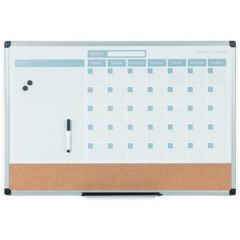 3 IN 1 CALENDAR PLANNER 36X24 WHITE SURFACE SATIN ALUMINUM