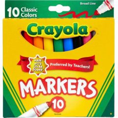 CRAYOLA MARKERS BROAD LINE ASSORTED COLORS 10/PK
