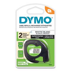 LETRATAG PAPER LABEL TAPE  CASSETTES 0.5" X 13FT WHITE 