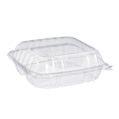HINGED CONTAINER 3 COMPARTMENT  8.25x8.25x3 CLEAR 250/CS