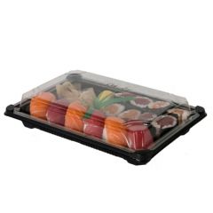 SUSHI TRAY WITH LID 6x9x1.75 BLACK 600/CS