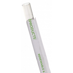 COMPOSTABLE STRAW 7.75"  WRAPPED CLEAR 8MM DIA 7200/CS