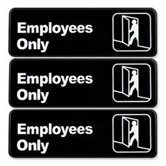 EMPLOYEES ONLY WALL SIGN 9x3  BLACK/WHITE 3/PK