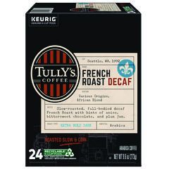 TULLYS FRENCH ROAST DECAF  COFFEE K-CUPS 24/bx