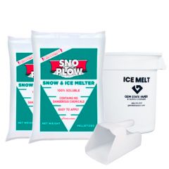 ICE MELT KIT 2/50LB BAGS, 1/10GL CONT,1 SCOOP