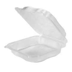 CLOVER HINGED PP CONTAINER  EXTRA LARGE 9"x9"x3" CLEAR 