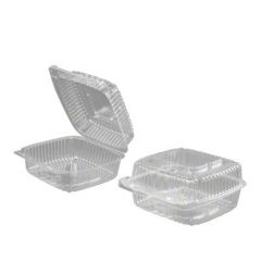 DEEP HINGED CONTAINER  1-COMPARTMENT 6X6 CLEAR 500/CS