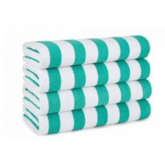 COTTON GREEN STRIPE CABANA  TOWEL 30x70 4/PK 6PK/CS
