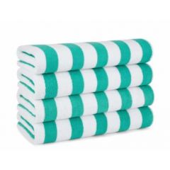 COTTON CABANA TOWEL 30x60  GREEN/WHITE 4/PK 8PK/CS