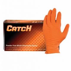 CATCH ORANGE NITRILE POWDER  FREE TEXTURED GLOVES 10/100 