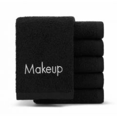 COTTON MAKEUP EMROIDERED  REMOVAL TOWELS BLACK 13x13 