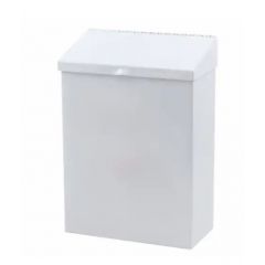 WHITE METAL WASTE RECEPTACLE  SURFACE WALL MOUNT