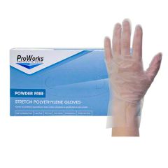 PROWORKS STRETCH POLYETHYLENE  GLOVES CLEAR SMALL 200/BOX 10 