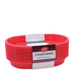 OVAL BASKET FLAT BOTTOM 10.5x7 RED 3/12