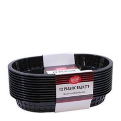 OVAL BASKET FLAT BOTTOM 10.5x7.5 BLACK 3/12
