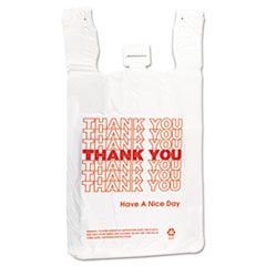 THANK YOU T-SHIRT BAG HDPE 14  MIC 12"x23" WHITE 500/CS
