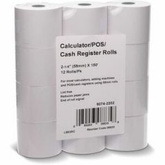 REGISTER PAPER 2.25"X150' WHITE 8/PK