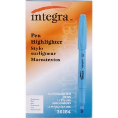 INTEGRA PEN STYLE FLUORESCENT HIGHLIGHTER BLUE 12/PK
