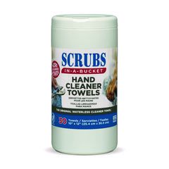 SCRUBS HAND CLEANER TOWELS  10X12 BLUE/WHITE 30/EA