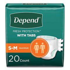 DEPEND INCONTINENCE PROTECTION  WITH TABS SMALL/MEDIUM 16"- 
