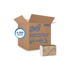 SCOTT MULTIFOLD TOWEL 100% RECYCLED 16/250