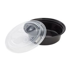 INJECTION MOLDED ROUND CONTAINER W/LID 24OZ BLACK