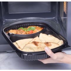 MICROWAVABLE TAKEOUT BOX 2-COMPARTMENT 36OZ BLACK PP