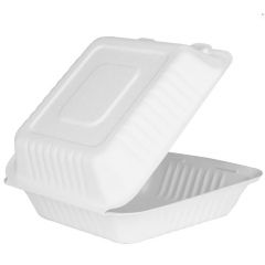 BAGASSE HINGED CONTAINER 1 COMP 8x8 200/CS