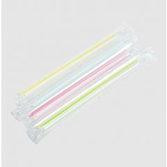 WRAPPED BOBA STRAW 10mm 7.5" MIXED STRIPED COLOR 2000/CS