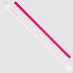 WRAPPED GIANT STRAW 9" PINK 2500/CS