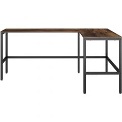 L-SHAPE DESK BLACK METAL FRAME  LAMINATE OAK FINISH 29Hx67W 