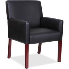 FULL-SIDED UPHOLSTERED ARMS GUEST CHAIR BLACK LEATHER