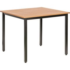 OUTDOOR TABLE SQUARE 36" FOUR  LEG BLACK BASE TEAK COLOR