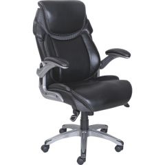 HIGH-BACK EXECUTIVE CHAIR BLACK LEATHER AND MESH