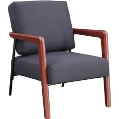 UPHOLSTERED RUBBER WOOD LOUNGE CHAIR 33.5x30.8x25.3 BLACK