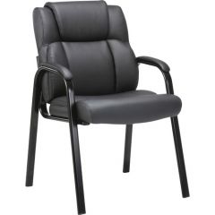LOW-BACK LEATHER CUSHIONED GUEST CHAIR BLACK