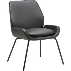 U-SHAPED SEAT GUEST CHAIR LEATHER BLACK