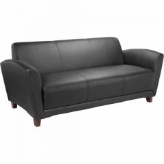 RECEPTION SOFA 75x35x31 LEATHER BLACK